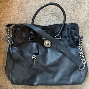 Michael Kors Black Leather Tote Bag